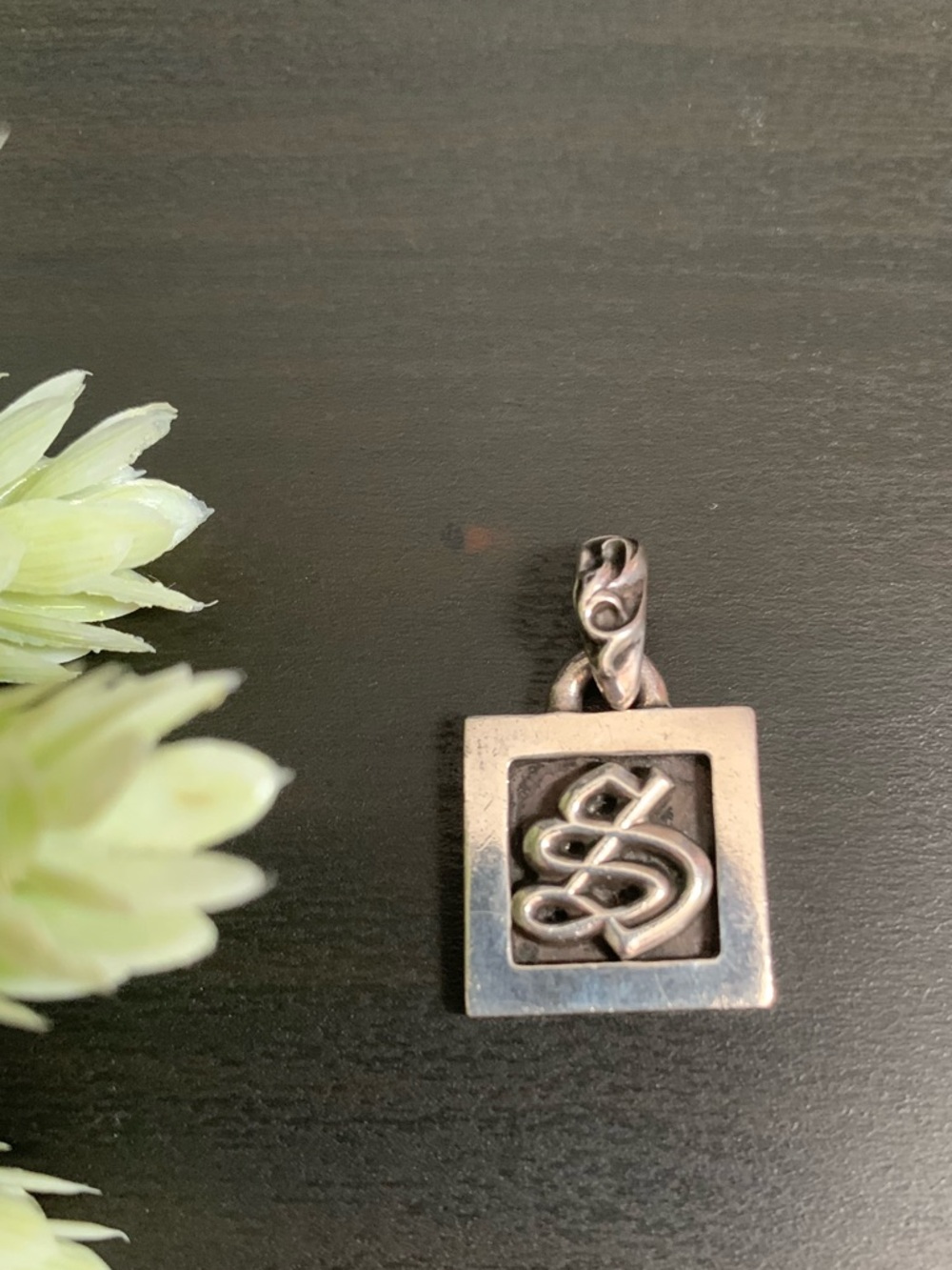 Authentic Chrome Hearts S Framed Alphabet Box Square Pendant